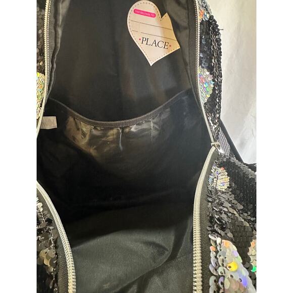 Children’s Place Black Sequin Heart and Dot Backpack - Picture 6 of 6